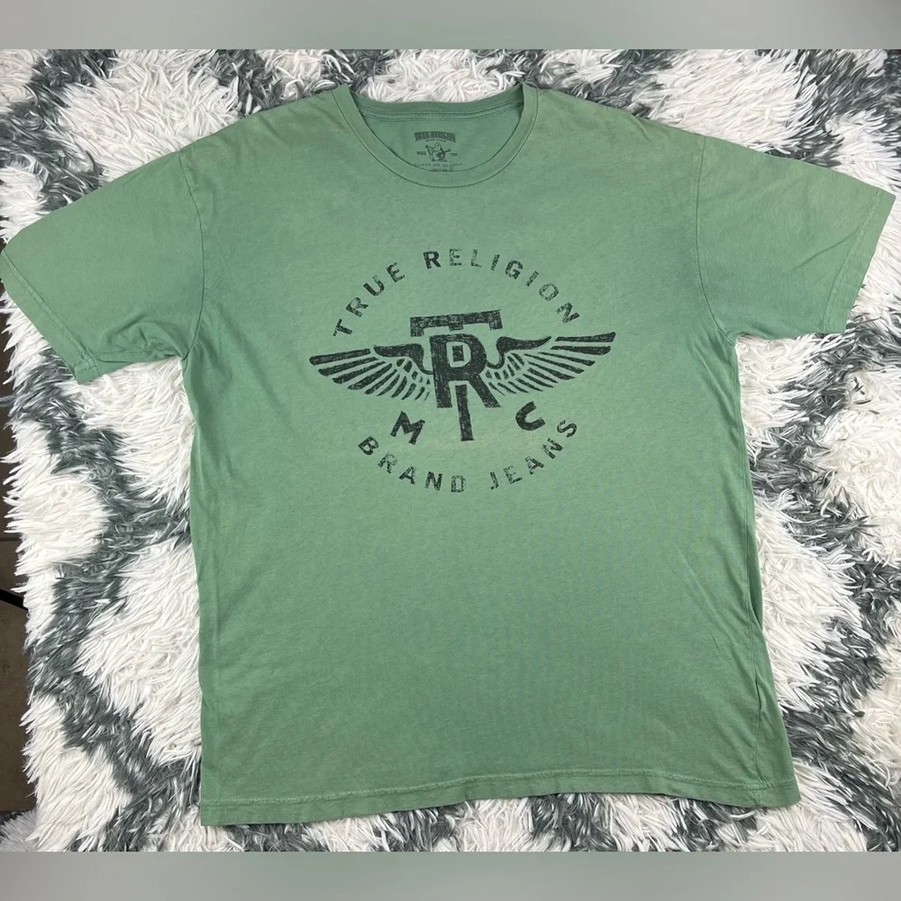 True Religion Men's Green Graphic T-Shirt Short Sleeve Size XL